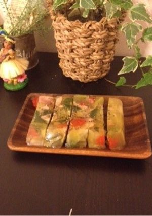 野菜スープをリメイク！野菜ゼリー寄せ！-レシピのメイン写真