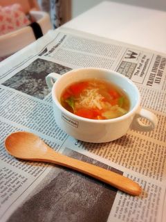 簡単!ホタテ缶を使った3色のスープ♬。•-レシピのメイン写真
