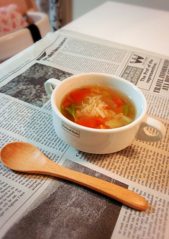 簡単！ホタテ缶を使った3色のスープ♬。•-レシピのメイン写真