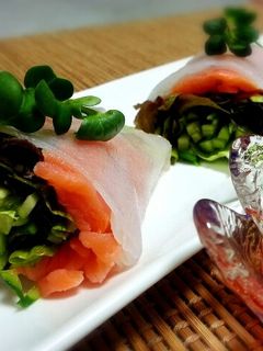 ♪サーモンと野菜の生春巻き♪-レシピのメイン写真