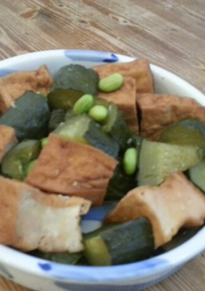 巨大きゅうりと厚揚げの煮物-レシピのメイン写真