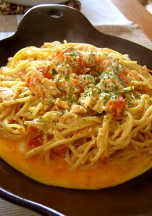 卵かけトマトマヨパスタ-レシピのメイン写真