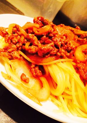 ひき肉と玉ねぎのケチャップスパ-レシピのメイン写真