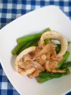 作りかけの塩辛で☆イカといんげんバター煮-レシピのメイン写真