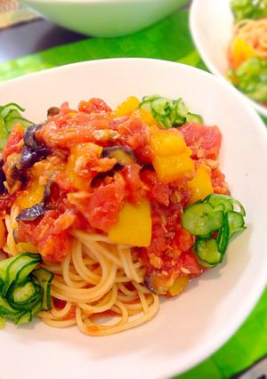 トマト缶で☆2種類の冷製パスタ-レシピのメイン写真
