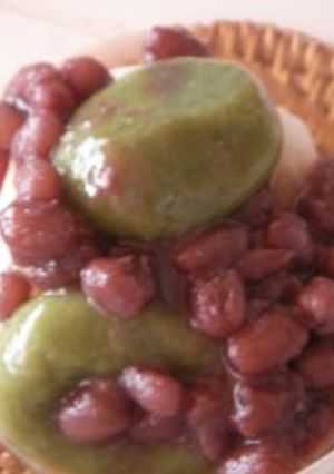 青汁玉と白玉ぜんざい-レシピのメイン写真