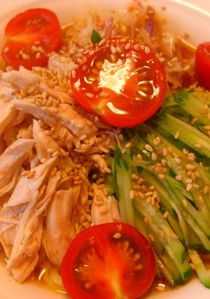 ささみときゅうりの蒟蒻麺冷やし中華~-レシピのメイン写真