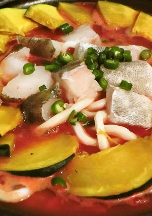 たらとカボチャのトマト煮込みうどん-レシピのメイン写真