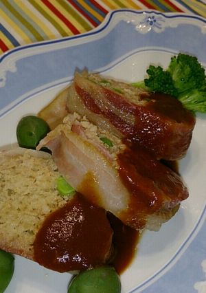 お手軽ベーコン巻きミートローフ-レシピのメイン写真