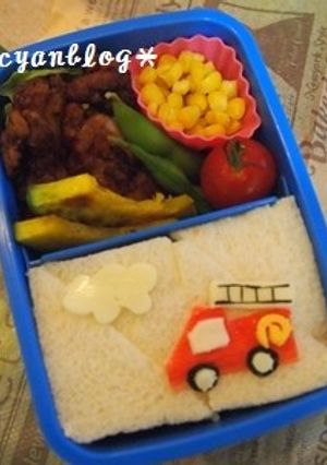 はたらく車、消防車（はしご車）のキャラ弁-レシピのメイン写真