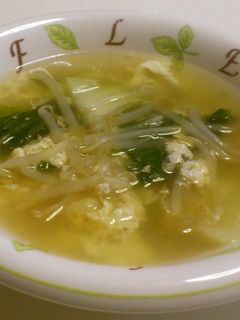 青梗菜とモヤシの玉子コンソメスープ-レシピのメイン写真