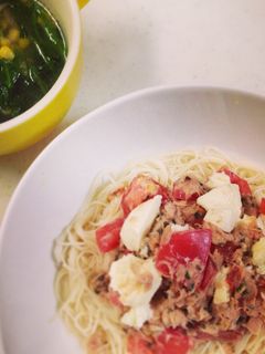 トマトとツナのバジル風味そうめん-レシピのメイン写真