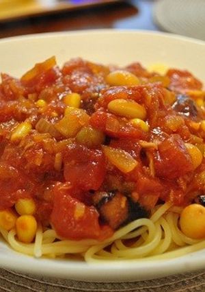 ツナとサラダ豆でトマトパスタ-レシピのメイン写真