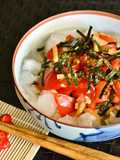 トマトとキムチで冷やし茶漬け(氷茶漬け)