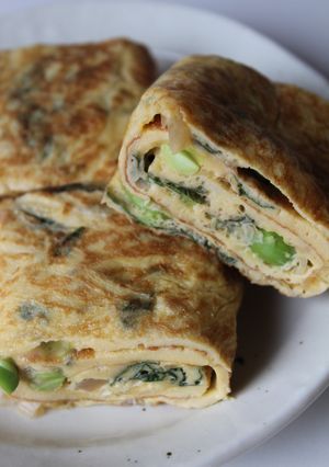 朝食お弁当に！枝豆らっきょう青じそ卵焼き-レシピのメイン写真
