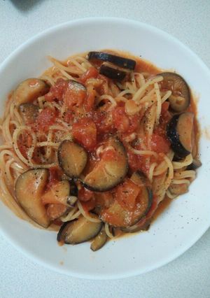 ナスのトマトパスタ-レシピのメイン写真