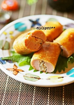 ＊おからリメイク：魚ニソで挟む焼き春巻き-レシピのメイン写真