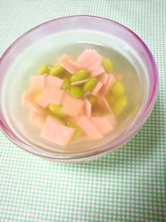 涼しげ!枝豆とハムの和風ゼリー-レシピのメイン写真