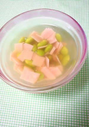 涼しげ!枝豆とハムの和風ゼリー-レシピのメイン写真