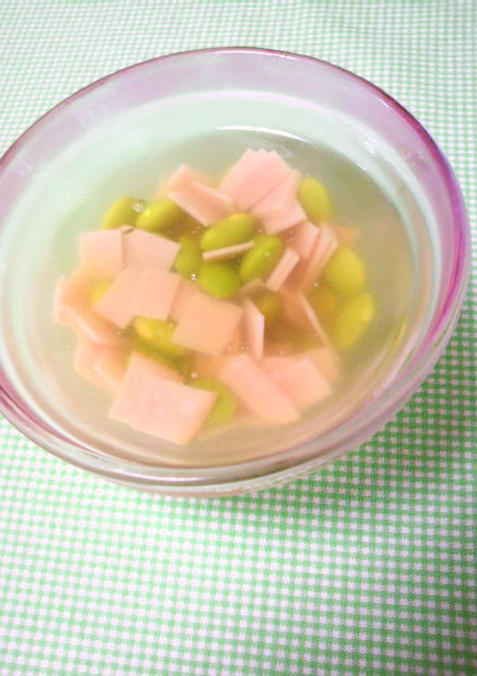 涼しげ！枝豆とハムの和風ゼリー-レシピのメイン写真