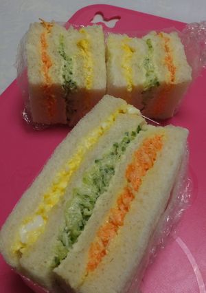 萌え断☆綺麗♪刻み野菜の三色サンドイッチ-レシピのメイン写真