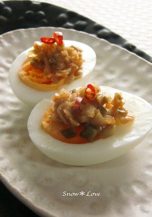 美味しいよ♫ゆで卵＋刻みザーサイ-レシピのメイン写真