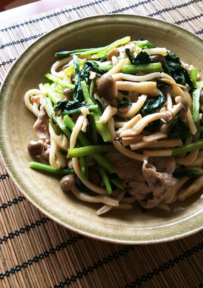 豚肉と小松菜の焼きうどん-レシピのメイン写真