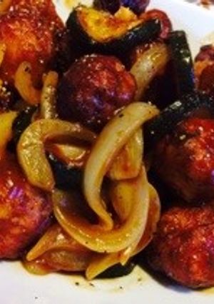 鶏挽肉、軟骨の肉団子の甘酢炒め-レシピのメイン写真