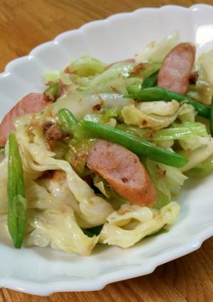 インゲンとキャベツ☆おかか*めんつゆ炒め-レシピのメイン写真