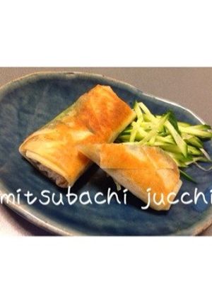 ひき肉と茄子と大葉の焼き春巻き♡-レシピのメイン写真