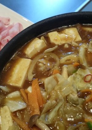 残りカレーで豚しゃぶ鍋-レシピのメイン写真
