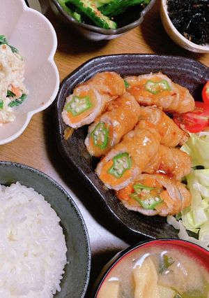 タレがうまい♡おくらと人参の豚バラ肉巻き-レシピのメイン写真