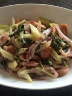 セロリとソーセージのマヨマスタード炒め-レシピのメイン写真