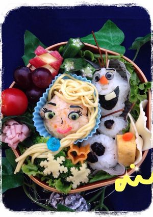 キャラ弁　人参ご飯でアナと雪の女王-レシピのメイン写真