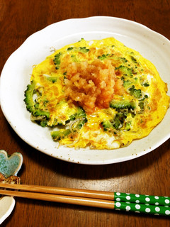 ゴーヤとしらすのぺらぺら焼 おろし醤油-レシピのメイン写真