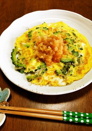 ゴーヤとしらすのぺらぺら焼　おろし醤油-レシピのメイン写真