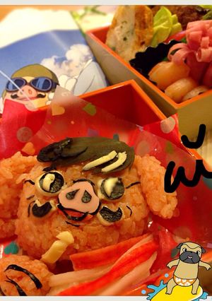 キャラ弁、紅の豚ポルコ（豚の主人公）-レシピのメイン写真
