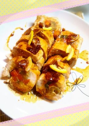 塩レモンレシピ♥野菜巻き巻きチキンロール-レシピのメイン写真