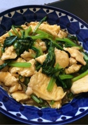 しっとり☆鶏胸肉と小松菜のオイスター炒め-レシピのメイン写真