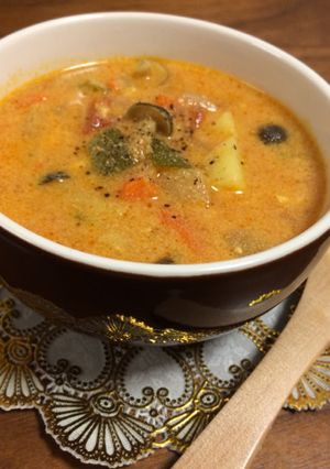 食べるスープ＊豆乳トマトカレースープ-レシピのメイン写真