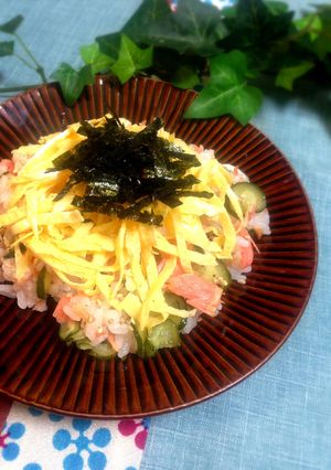 おもてなしに❀鮭と胡瓜の彩りちらし寿司❀-レシピのメイン写真