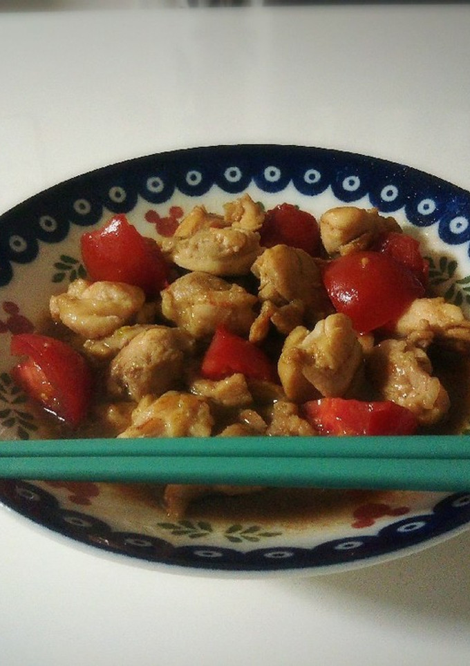 さっぱり！鶏ももトマトの酢醤油炒め♬。•-レシピのメイン写真