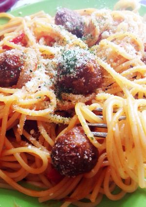 簡単☆ころころミートボールのトマトパスタ-レシピのメイン写真