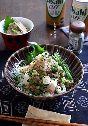 青系辛味・効き味噌。【茗荷南蛮味噌奴】-レシピのメイン写真