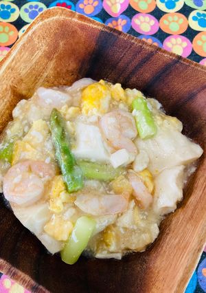 豆腐1丁、幸せに消えます。エビ玉塩あん-レシピのメイン写真
