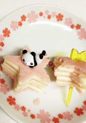 ハムとチーズの星ミルフィーユ ｡.:*☆-レシピのメイン写真
