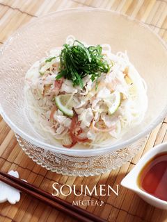 みょうがとかぼすの冷しゃぶそうめん♪-レシピのメイン写真
