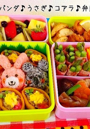 パンダ♪うさぎ♪コアラ♪弁当-レシピのメイン写真
