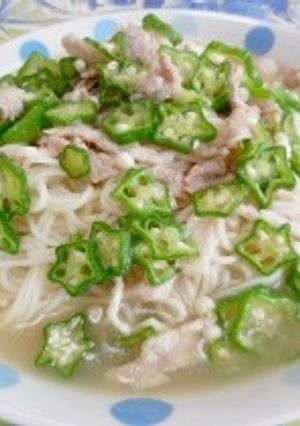 オクラ白湯スープのそうめん-レシピのメイン写真