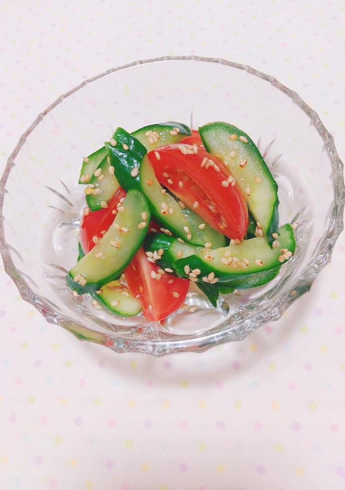 胡瓜とトマトの胡麻酢和えꕤ-レシピのメイン写真